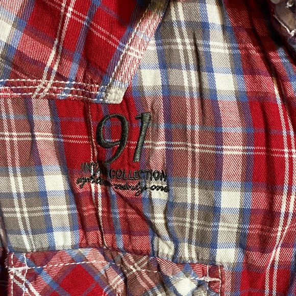 Urban Outfitters Red and Blue Plaid Men's Shirt - Picture 3 of 5